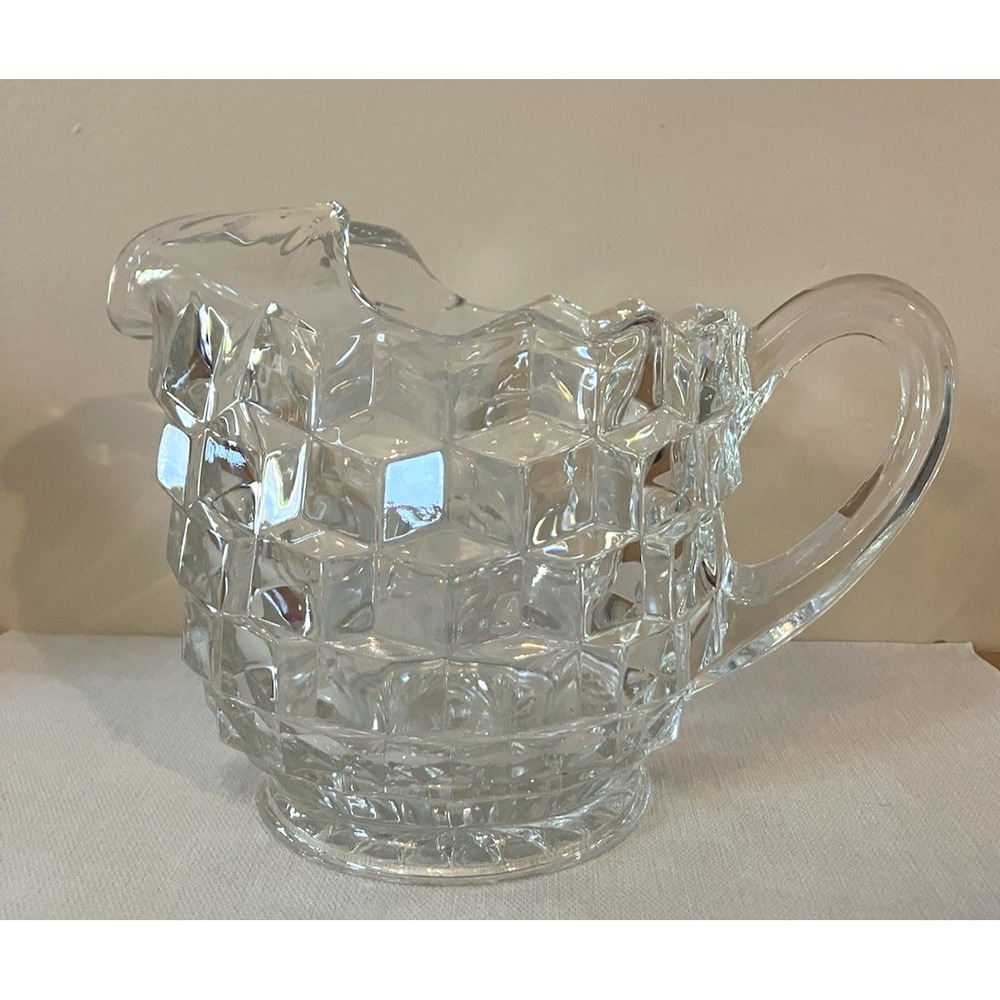 Fostoria American 48 Oz PITCHER Clear Cube/Cubist with Ice Lip - #2056 EUC